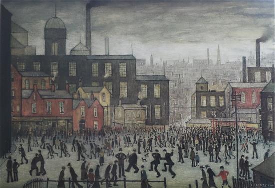 § Lawrence Stephen Lowry (1887-1976) offset lithograph printed in colours, Our Town, 45 x 63cm.